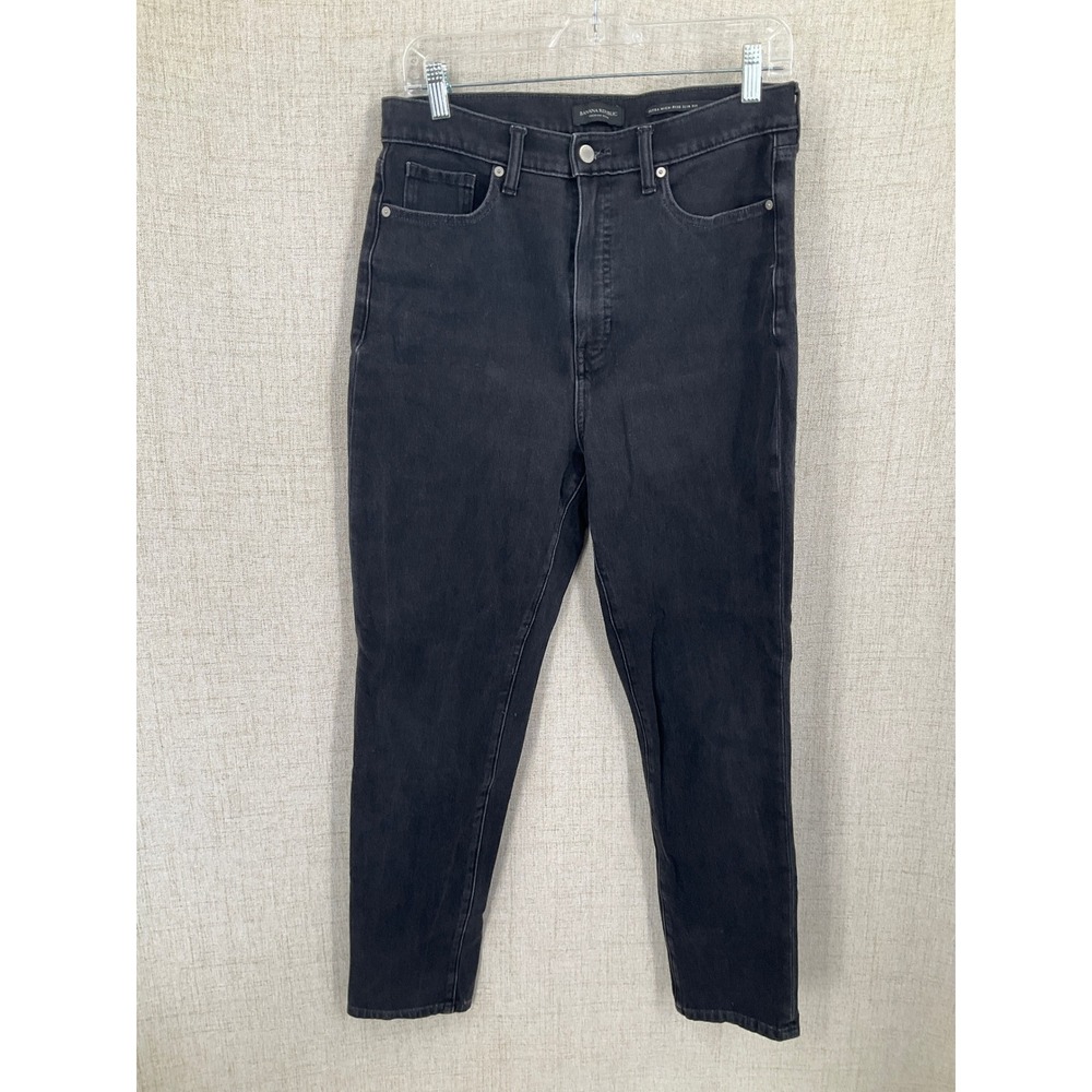 Banana Republic Slim Jeans Women Black Denim Ultra High Rise Premium 30x28